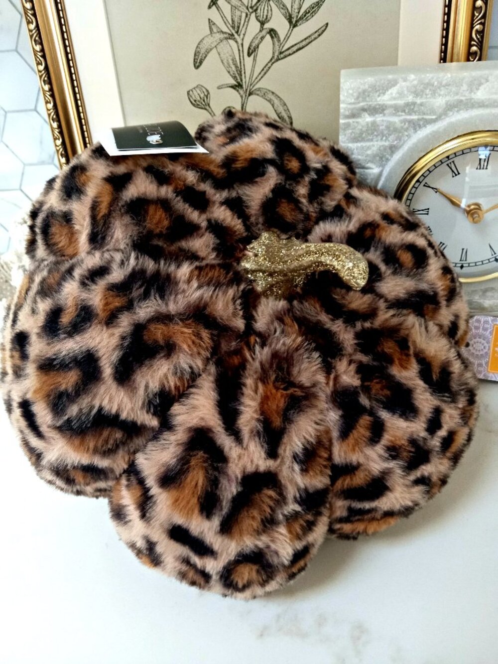NEW! RACHEL ZOE PLUSH LEOPARD PRINT 11" PUMPKIN